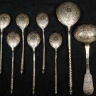 RUSSIAN EIGHT SILVER GILT-WASHED SPOONS, MARKED