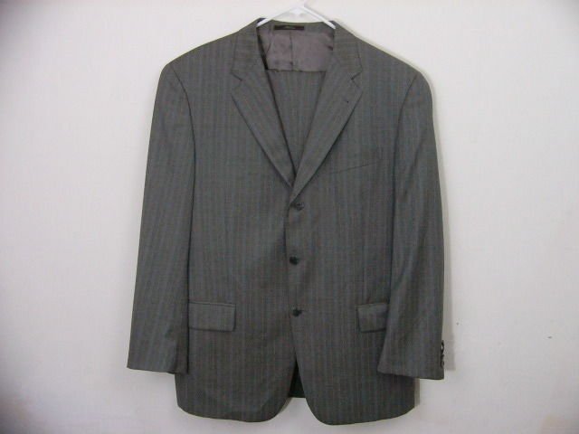 JOSEPH ABBOUD GREY 100 % WOOL MEN SUIT SZ 42R PANTS 38 X 31  SUBTLE STRIPE
