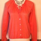 ANN TAYLOR LOFT PEACH PEASANT BLOUSE SHIRT TOP SIZE XXS PETITE BUTTON DOWN WOMEN
