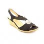 Via Spiga Blue patent Leather & floral open toe Cork Wedge Slingbacks Womens 8M