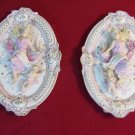 Pair of Large Porcelain Wall Plaques c1900 figures & angels hand painted