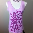 GAP STRETCH LAVENDER TANK SIZE MEDIUM FLORAL DESIGN WITH SMALL RHINESTONES