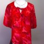 ANN TAYLOR LOFT PETITES PINK FLORAL RUFFLE BLOUSE TOP SIZE MEDIUM PM CRUISE WEAR