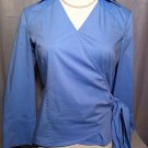 EAST 5TH BLUE WRAP BLOUSE TOP SHIRT SIZE 6