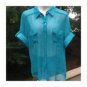 GAP STRETCH WOMENS SIZE LARGE YELLOW STRIPE BUTTON SHIRT BLOUSE TOP SHORT SLEEVE