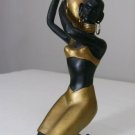African Kneeling Lady With a water jug gold clothes Resin Statue Statue Figurine