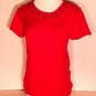EVAN-PICONE LADIES WOMENS BEADED SWEATER CORAL ORANGE SIZE MEDIUM SHORT SLEEVED