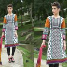 White Multi-colored Lawn Cambric Cotton Salwar Kameez