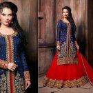 Blue and Maroon Georgette Embroidered Salwar Kameez