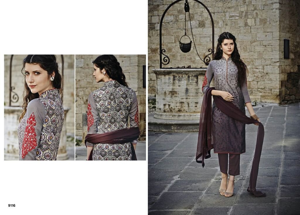 Multi-Colored Chanderi Silk Printed Salwar Kameez