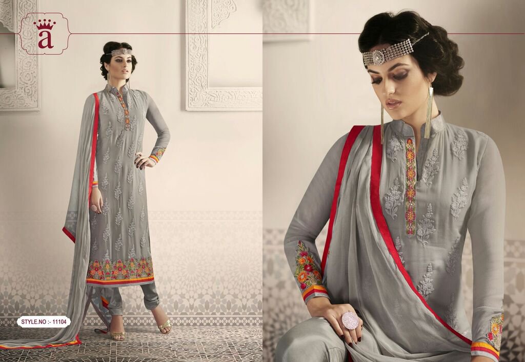 Muslimah Grey Georgette Salwar Kameez main image 1