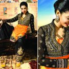 Black and Orange Tussar Silk Salwar Kameez