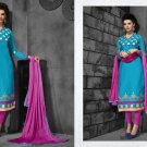 Blue Embroidered Cotton Salwar Kameez