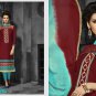 Maroon Embroidered Cotton Salwar Kameez