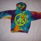 Girls Juniors TIE DYE Large NEON Green & Yellow PEACE Sign Hoodie Jacket  Sz XL