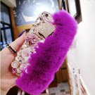 iPhone 7 Plus DIY Furry Fur Bling Rhinestone Crystal Elegant Phone Case Cover