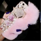 iPhone 6 Plus or iPhone 6s Plus DIY Furry Fur Bling Rhinestone Crystal Elegant Phone Case Cover