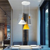 Creative three color solid wood aluminum chandelier pendant lamp
