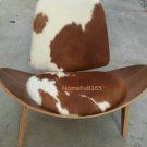 Hans Wegner style Three Legged Shell Chair in Pony Skin Leather,8 veneers available