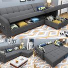 Sofa Bed Reversible with Chaise Pull Out Sleeper Storage Space