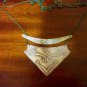 Antique aged brass necklace embossed old bronze look