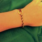 Brass leather wire bracelet twisted antique gold