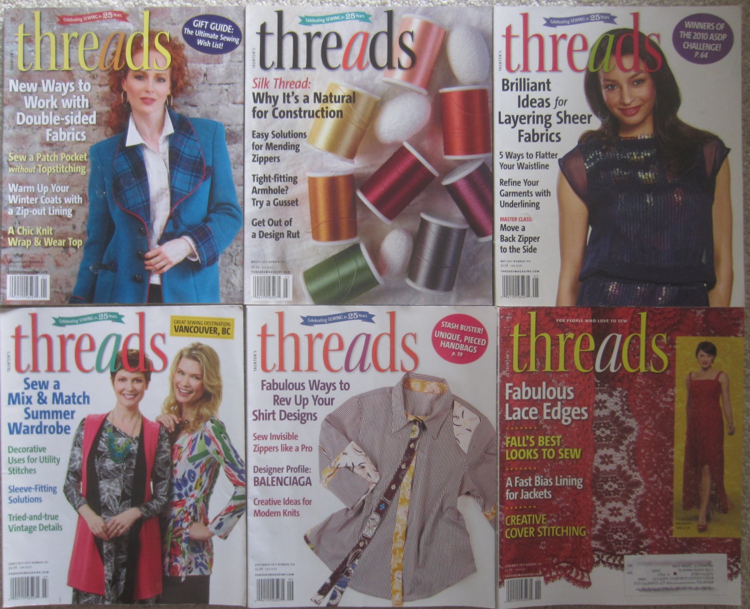 Threads magazine 2011 Complete year lot of 6 issues