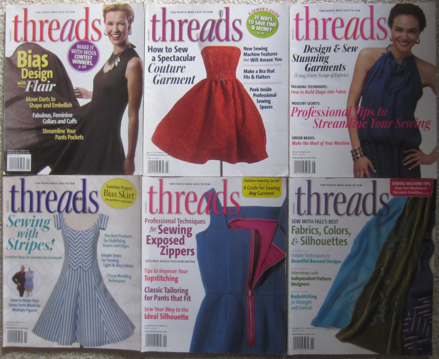 Threads magazine 2012 Complete year lot of 6 issues