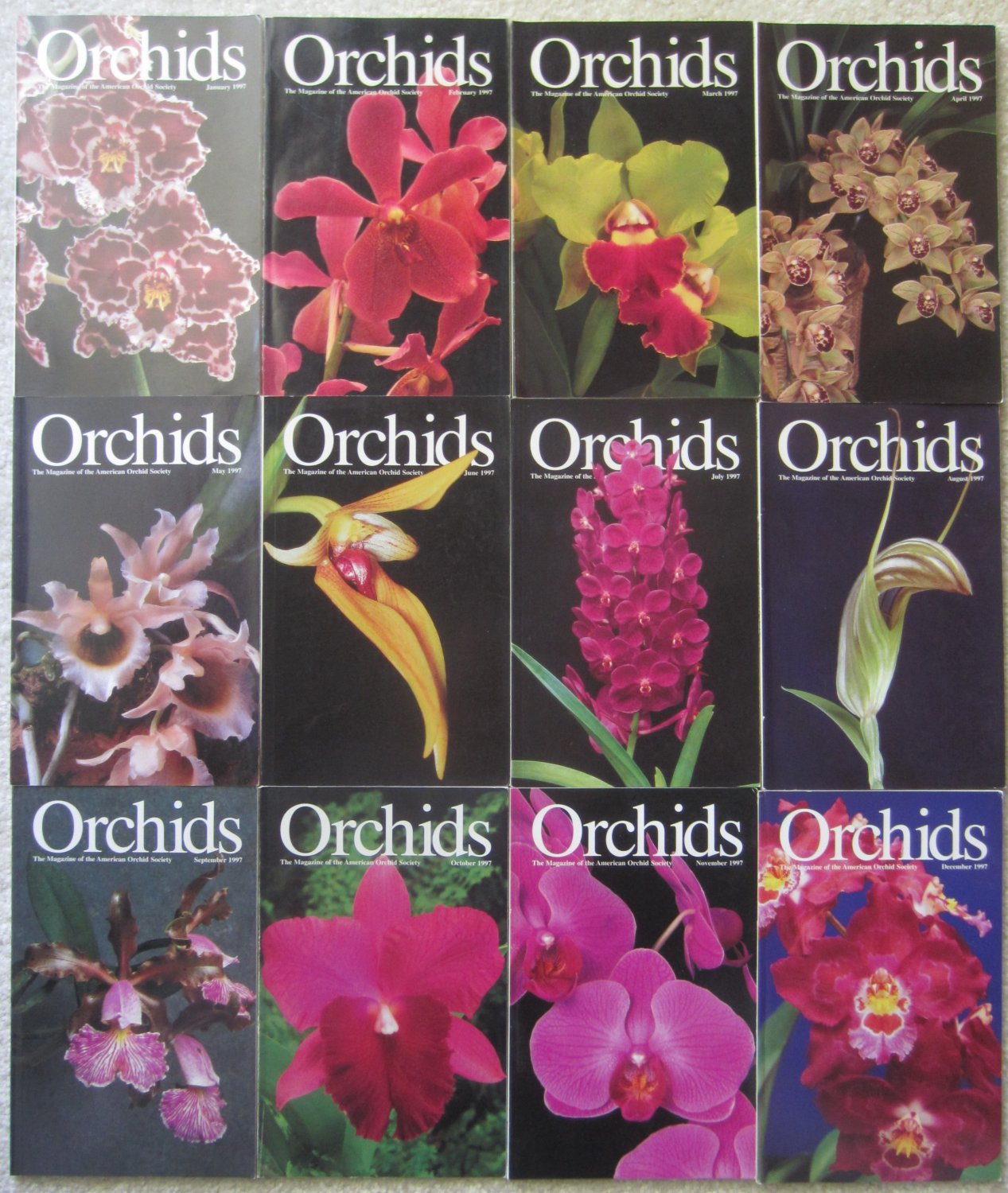 Orchids The Magazine of the American Orchid Society 1997 12 Issues