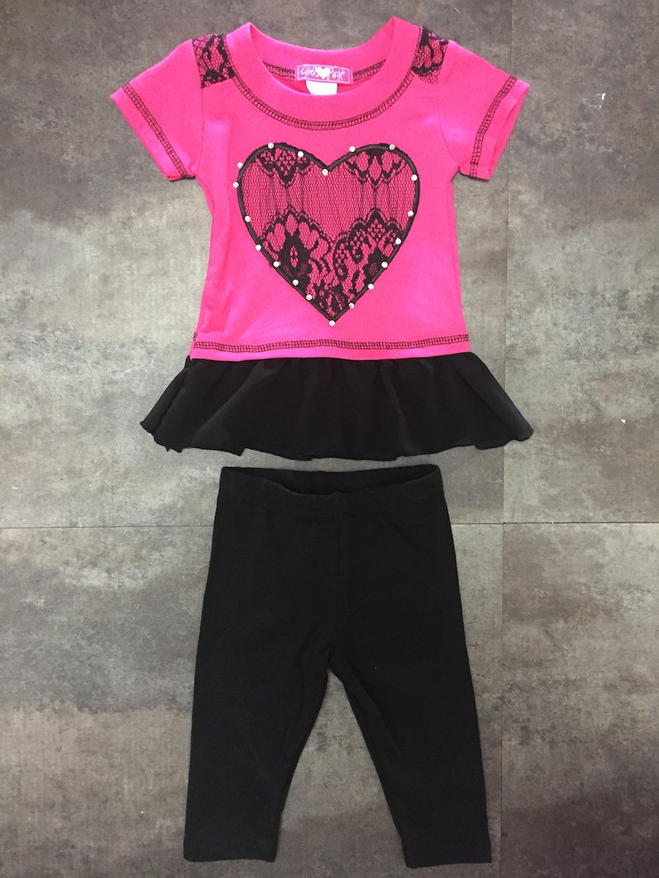 S/S 2pc set with ruffled bottom