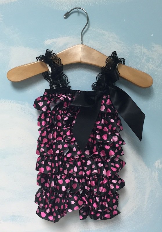 Black Heart Printed Romper