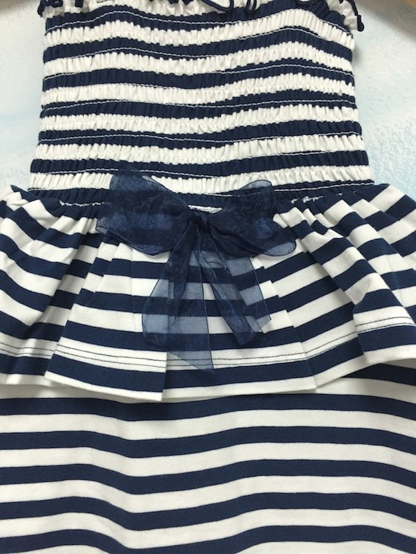Striped Romper with Ruffles and bow