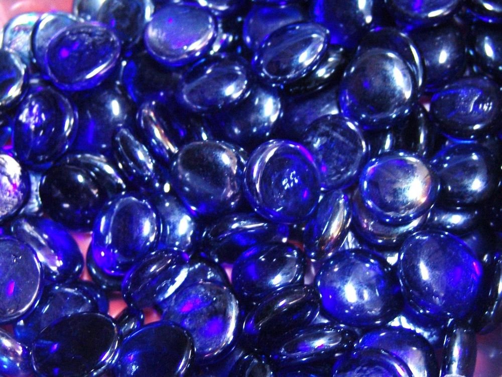 100 Cobalt Blue Crystal Glass Gems Stones Mosaic Tile Flat Marbles Vase ...