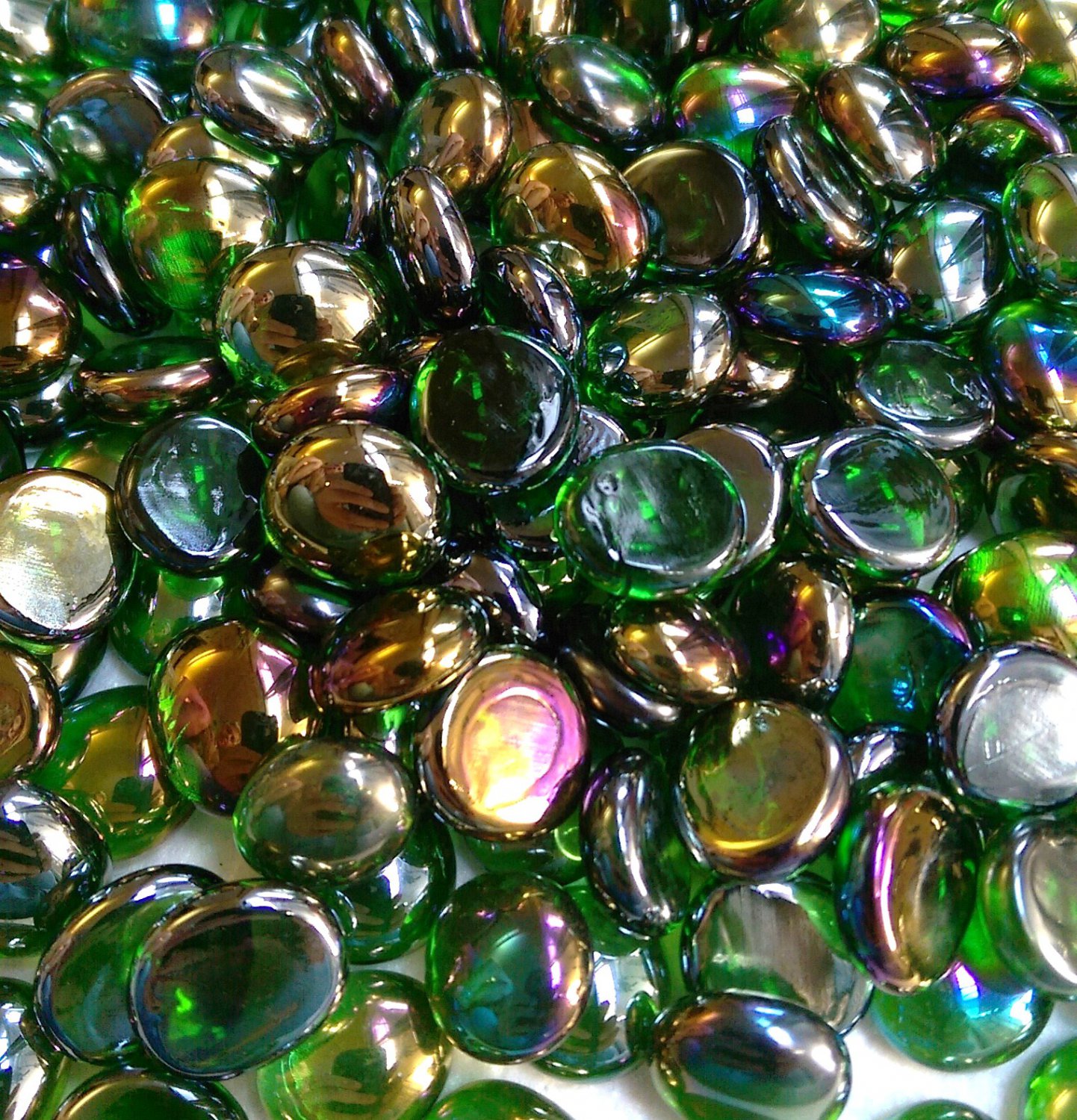 Creative Stuff Glass 100 Green Iridescent Glass Gems Mosaic