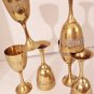Lot of Six Stemed Brass Wine Goblets Floral Etchings