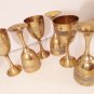 Lot of Six Stemed Brass Wine Goblets Floral Etchings