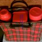 Picnic Set with Carrying Bag Aladdin Plaid Vintage