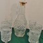 Decanter and Stem Glasses. Bar Set. Wexford Pattern. Vintage. Six Glasses