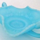 Fenton, Blue Satin, Butterfly, Candy, Glass, Bon Bon Dish, Two Handles, Vintage