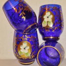 Cobalt Blue, Shot Glasses, Lot of Four, Gold Accents, Vintage, Excellent Cobalt Blue, Shot Glasses, Lot of Four, Gold Accents, Vintage, Excellent