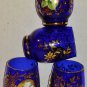 Cobalt Blue, Shot Glasses, Lot of Four, Gold Accents, Vintage, Excellent