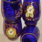 Cobalt Blue, Shot Glasses, Lot of Four, Gold Accents, Vintage, Excellent