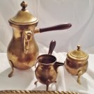 Four Piece Brass Dallah Turkish Coffee Service, Vintage
