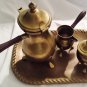 Four Piece Brass Dallah Turkish Coffee Service, Vintage