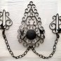 Wall Hanging Decor, Wrought Iron,Three Piece Metal Candle Holder, Vintage