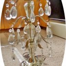 Golden Table Lamp Crystal and Prisms Vintage Electric Light