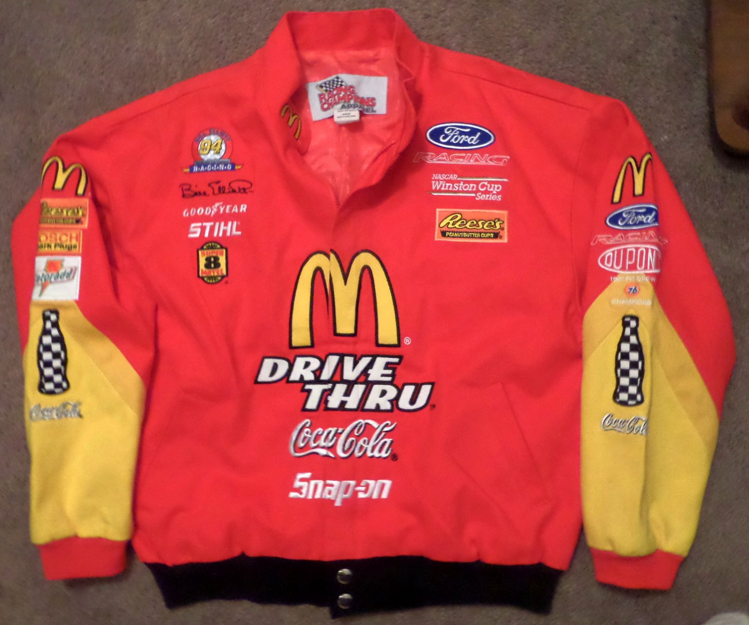 McDonalds Bill Elliott Nascar Winston Cup Series Racecar Advertising Jacket