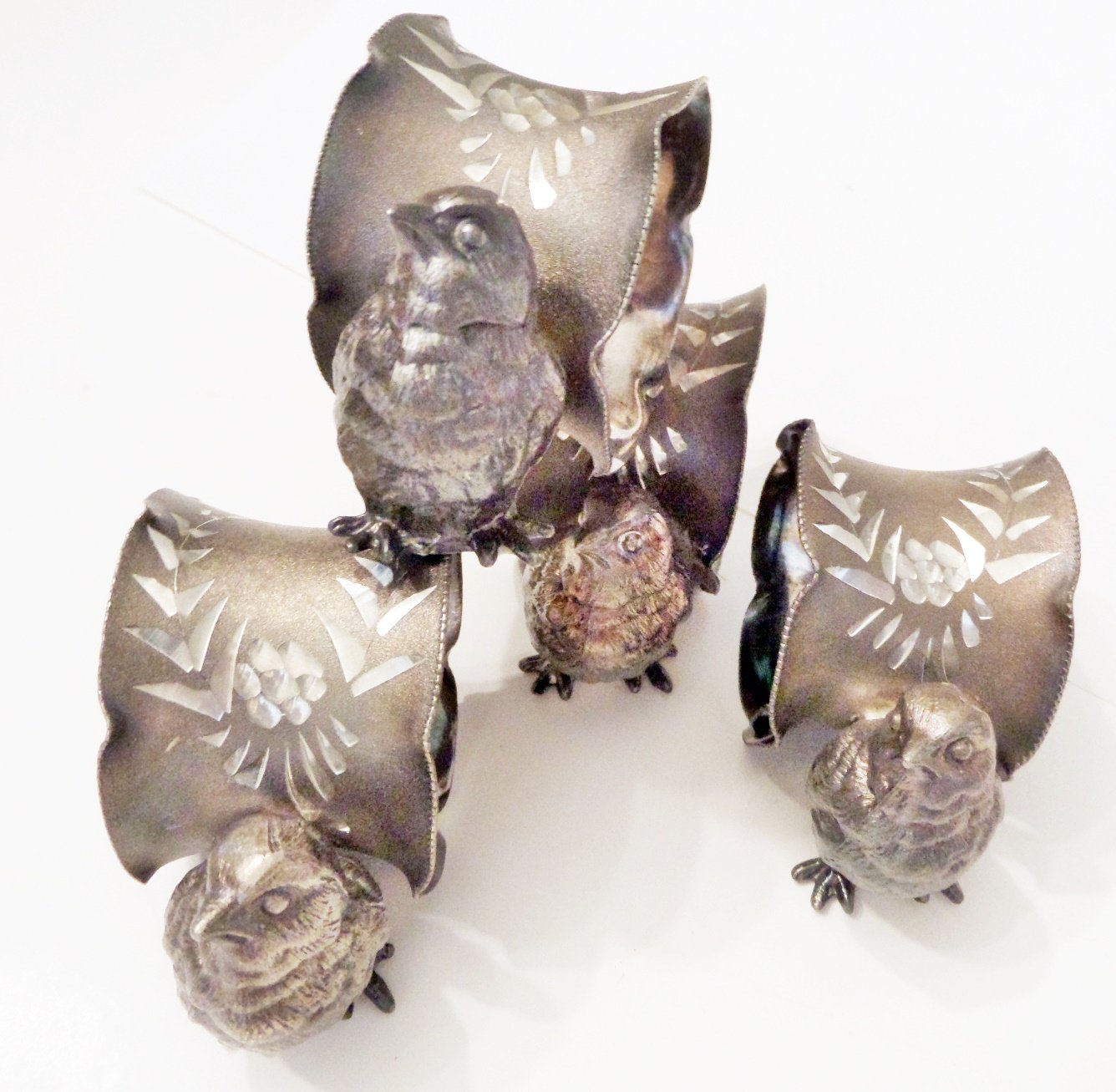 BIRD NAPKIN RINGS, METAL, VINTAGE NAPKIN HOLDERS