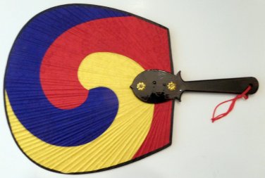 Decorative Handheld Fan, Vintage, Red, Yellow, Blue