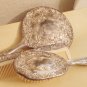 Vintage Grooming Set, Comb, Brush, Mirror, Silverplate,  Repousse, Deep Relief Imagery